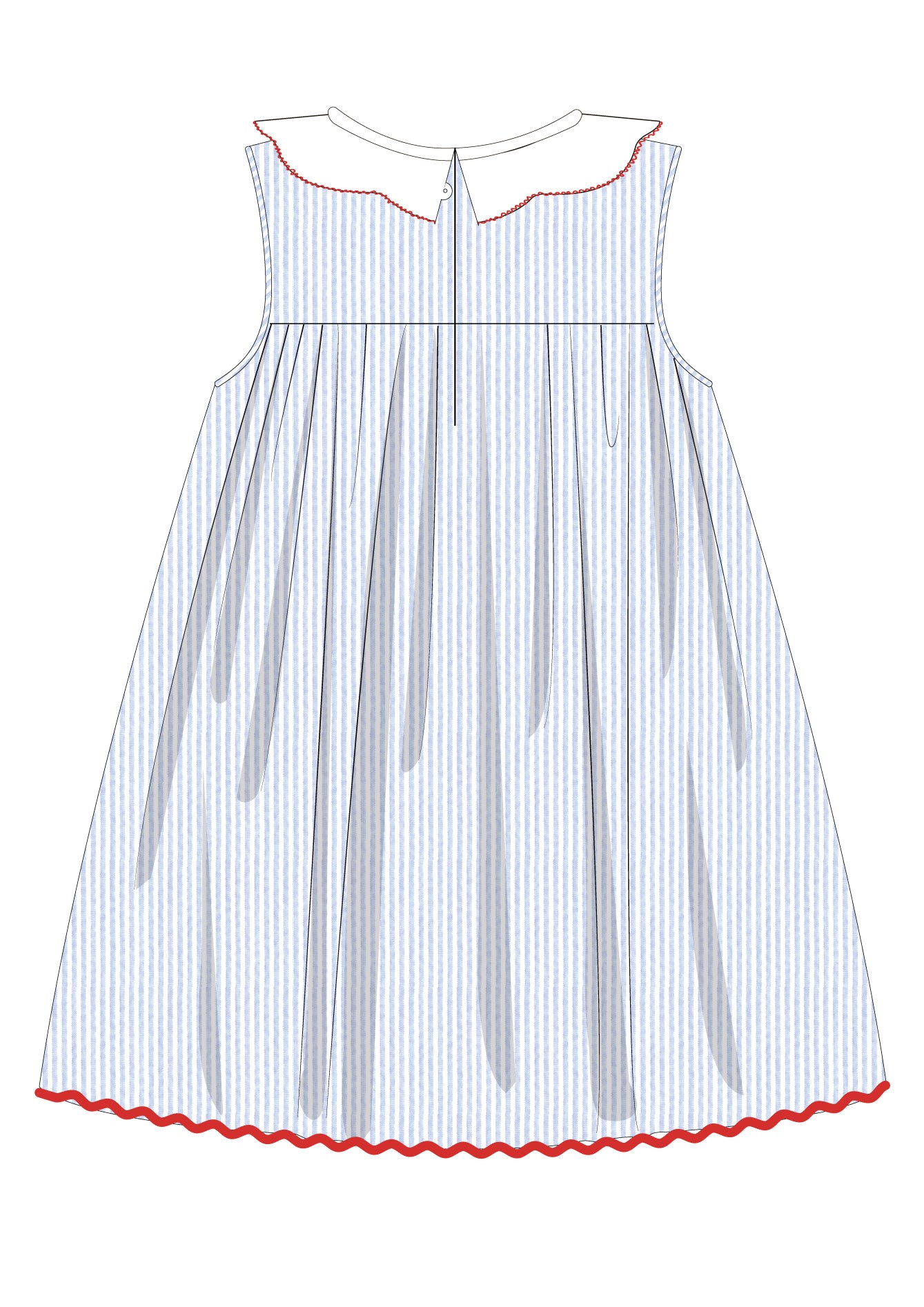 Gracie American Flag Scallop Collar Dress