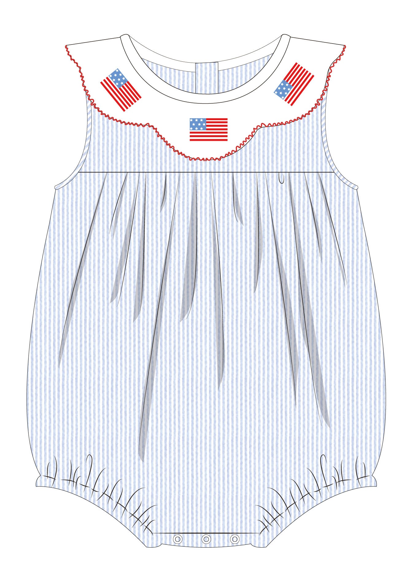 Gracie American Flag Scallop Collar Bubble