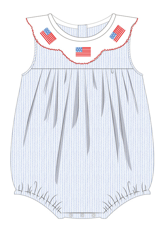 Gracie American Flag Scallop Collar Bubble