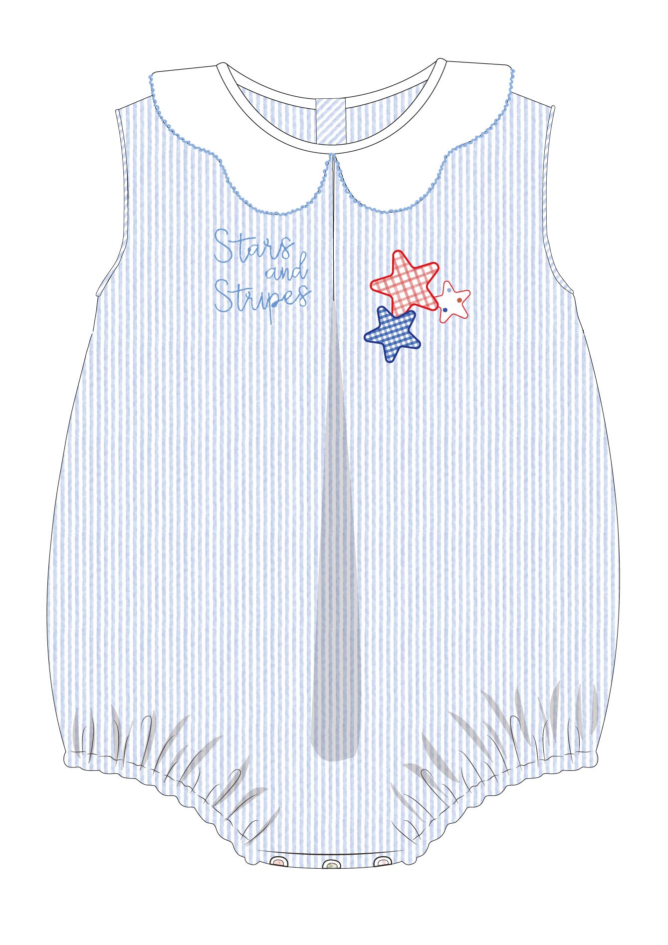 Miia Stars and Stripes Seersucker Pleat Bubble