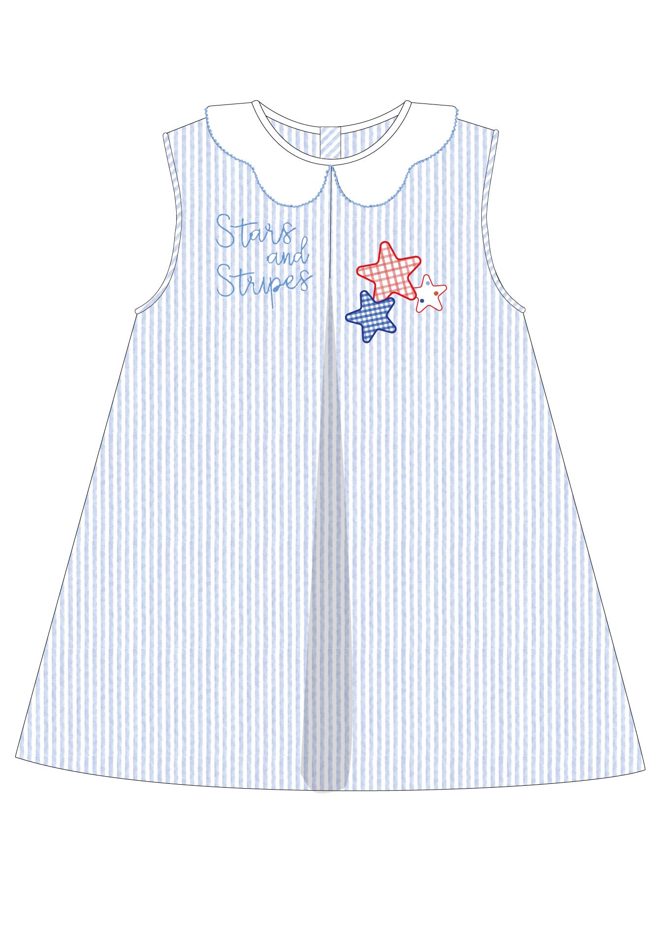 Miia Stars and Stripes Seersucker Pleat Dress