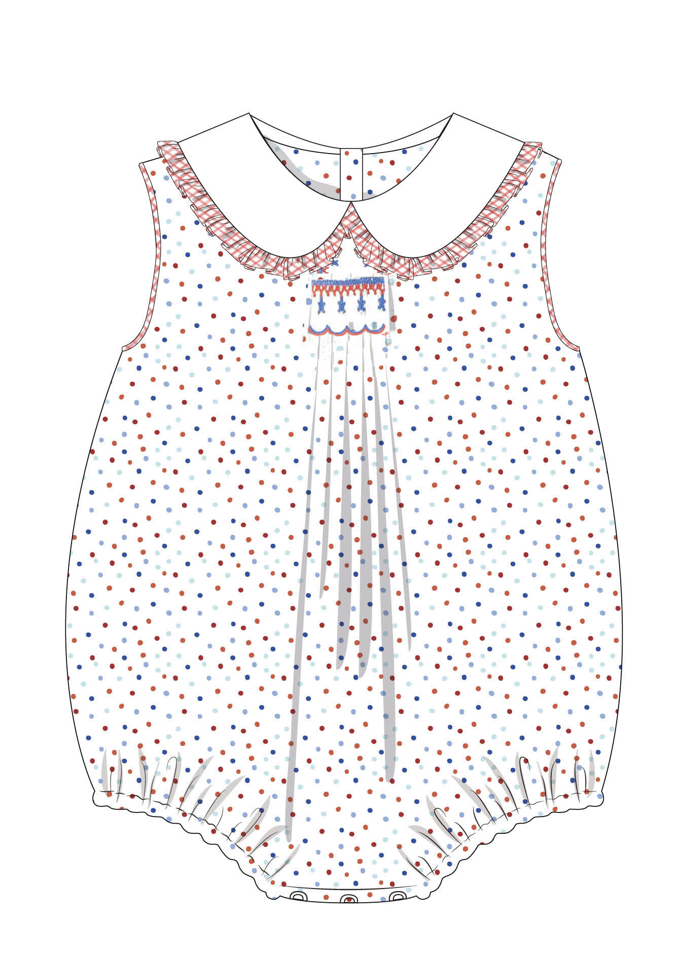 Emery Patriotic Dots Smocked Bubble