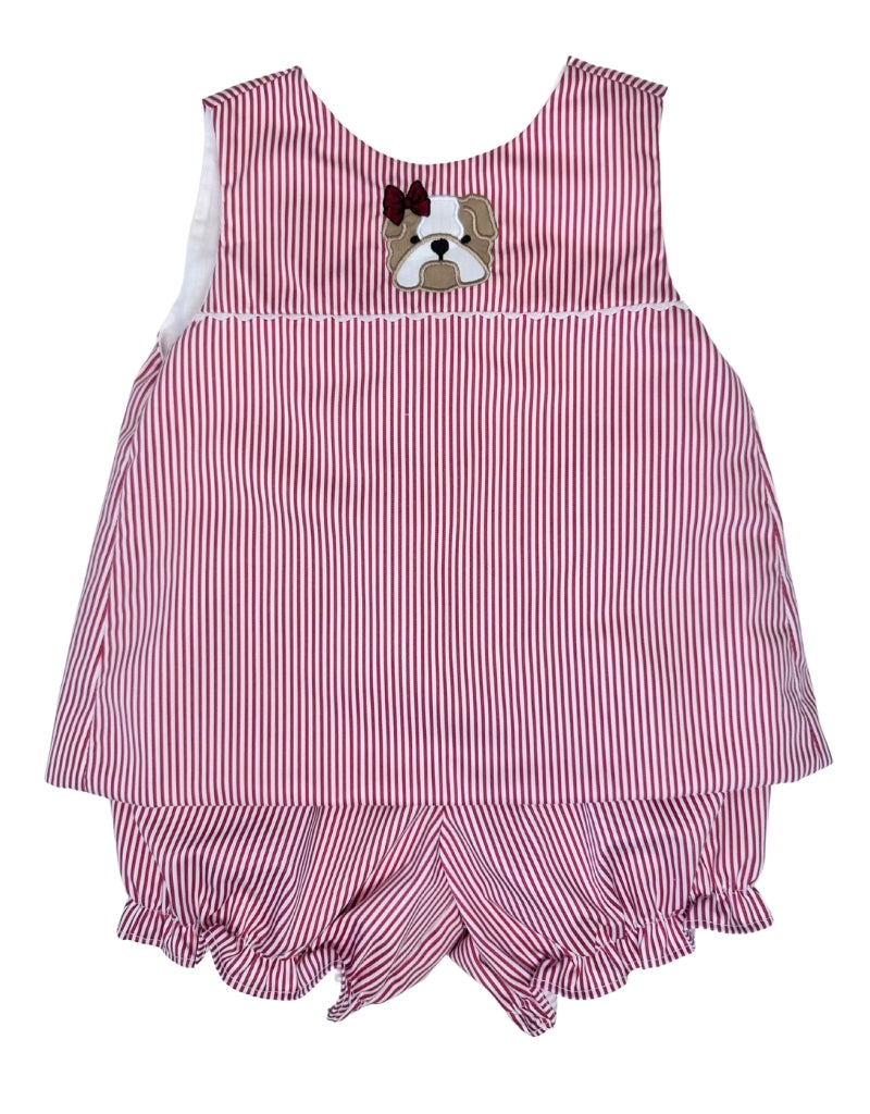 Maroon Ric Rac Cartoon Maroon Bulldog Ric Rac Bow Bloomer Set – Krewe Kids