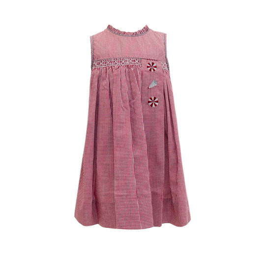 Maroon Gingham Spirit Trio Smock Dress