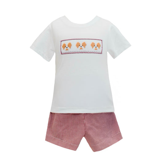 Maroon Bulldog Smock Short Set