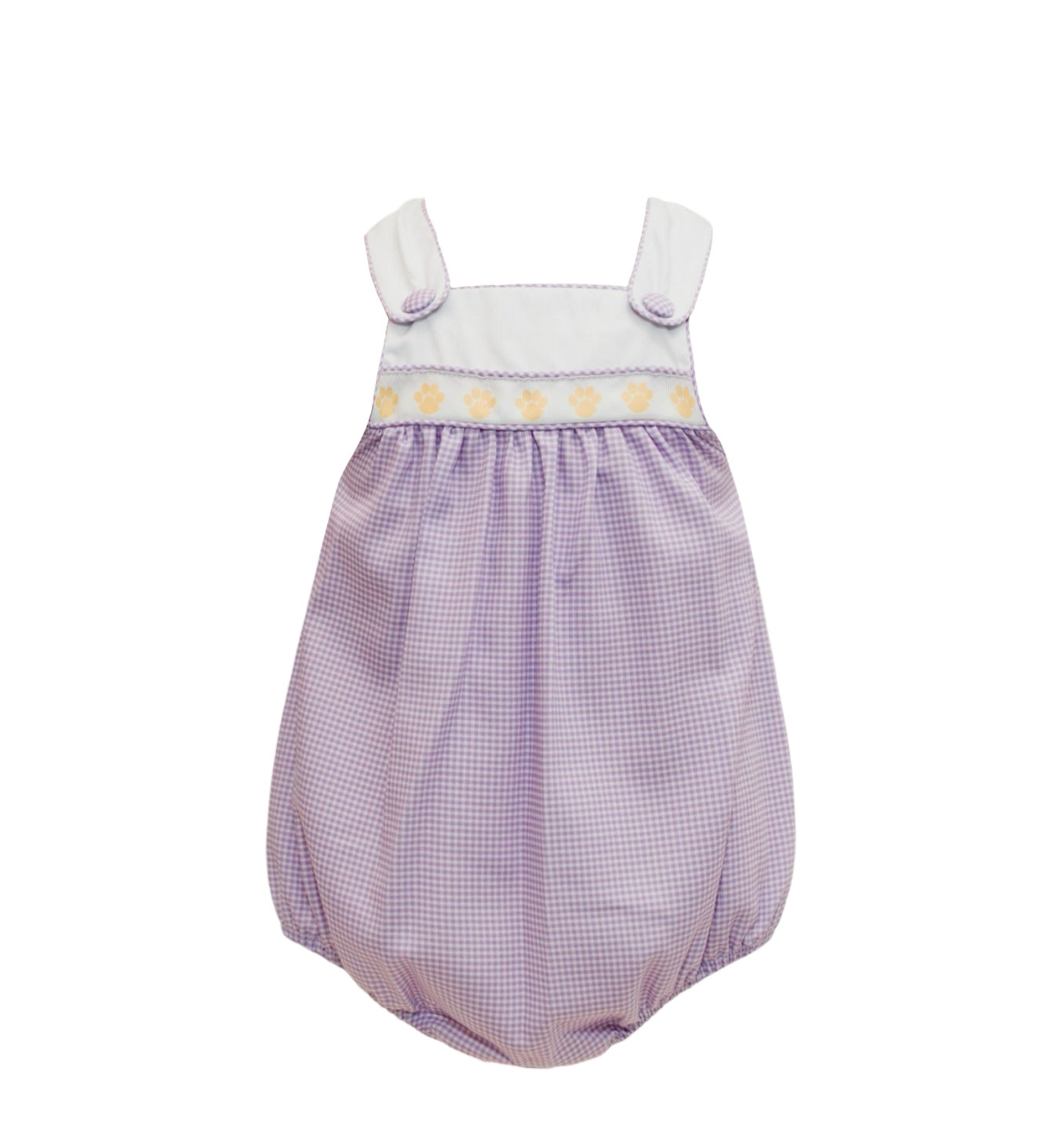 Purple/Gold Gingham Tiger Paw Ribbon Bubble