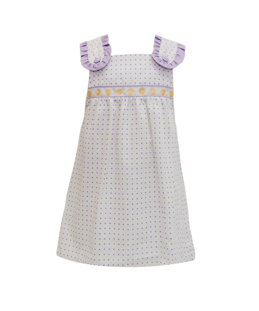 Purple/Gold Bitty Dot Tiger Paw Ribbon Dress