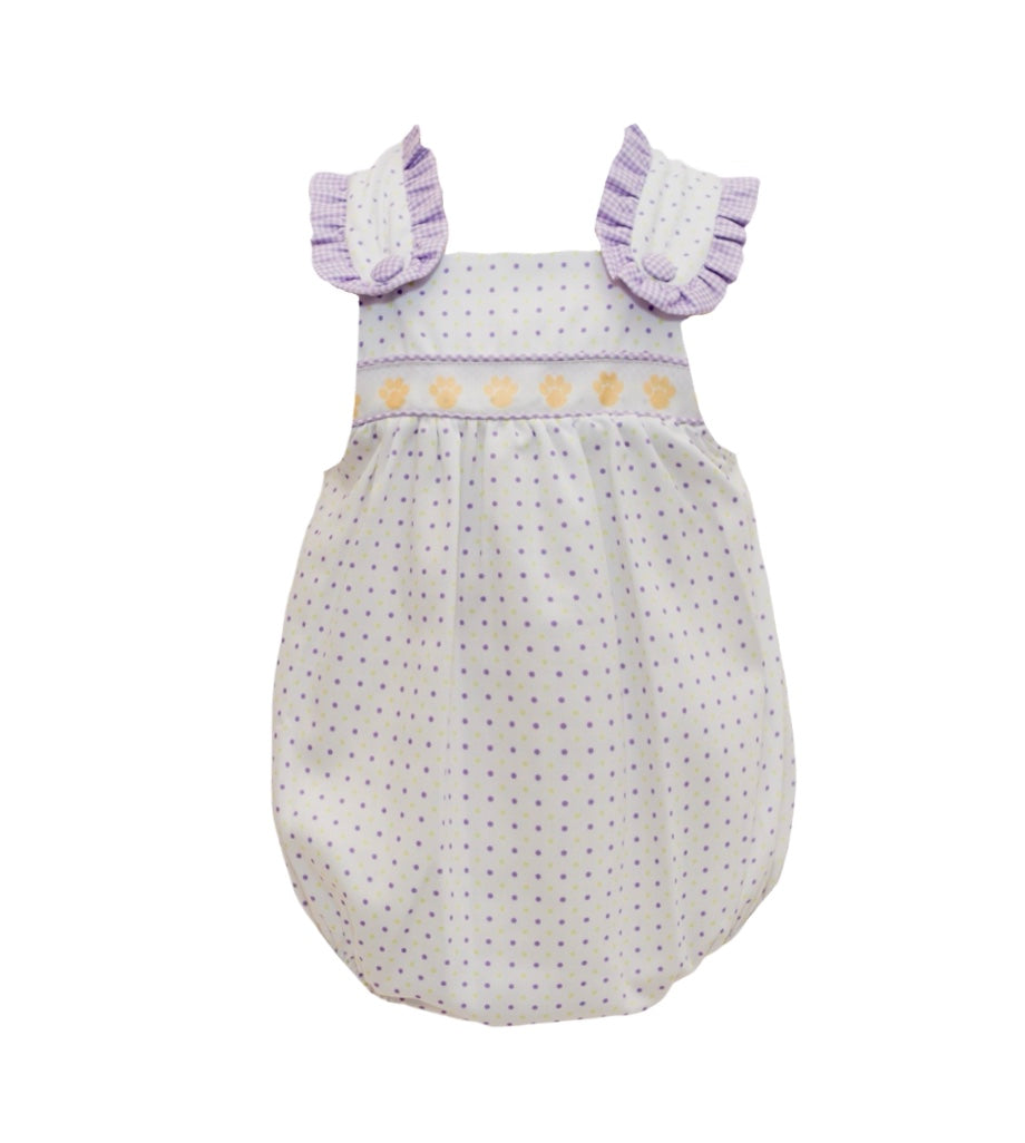 Purple/Gold Bitty Dot Tiger Paw Ribbon Bubble
