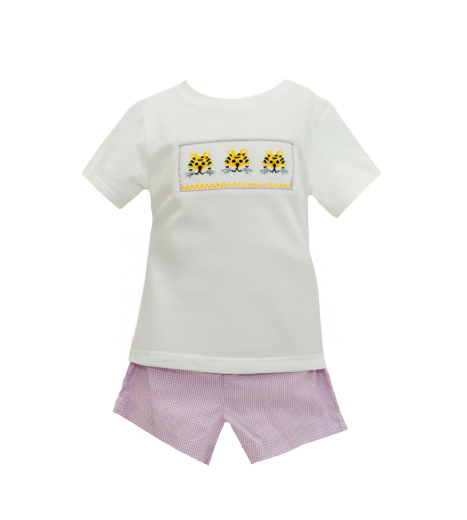 Lavender Tiger Smock Short Set