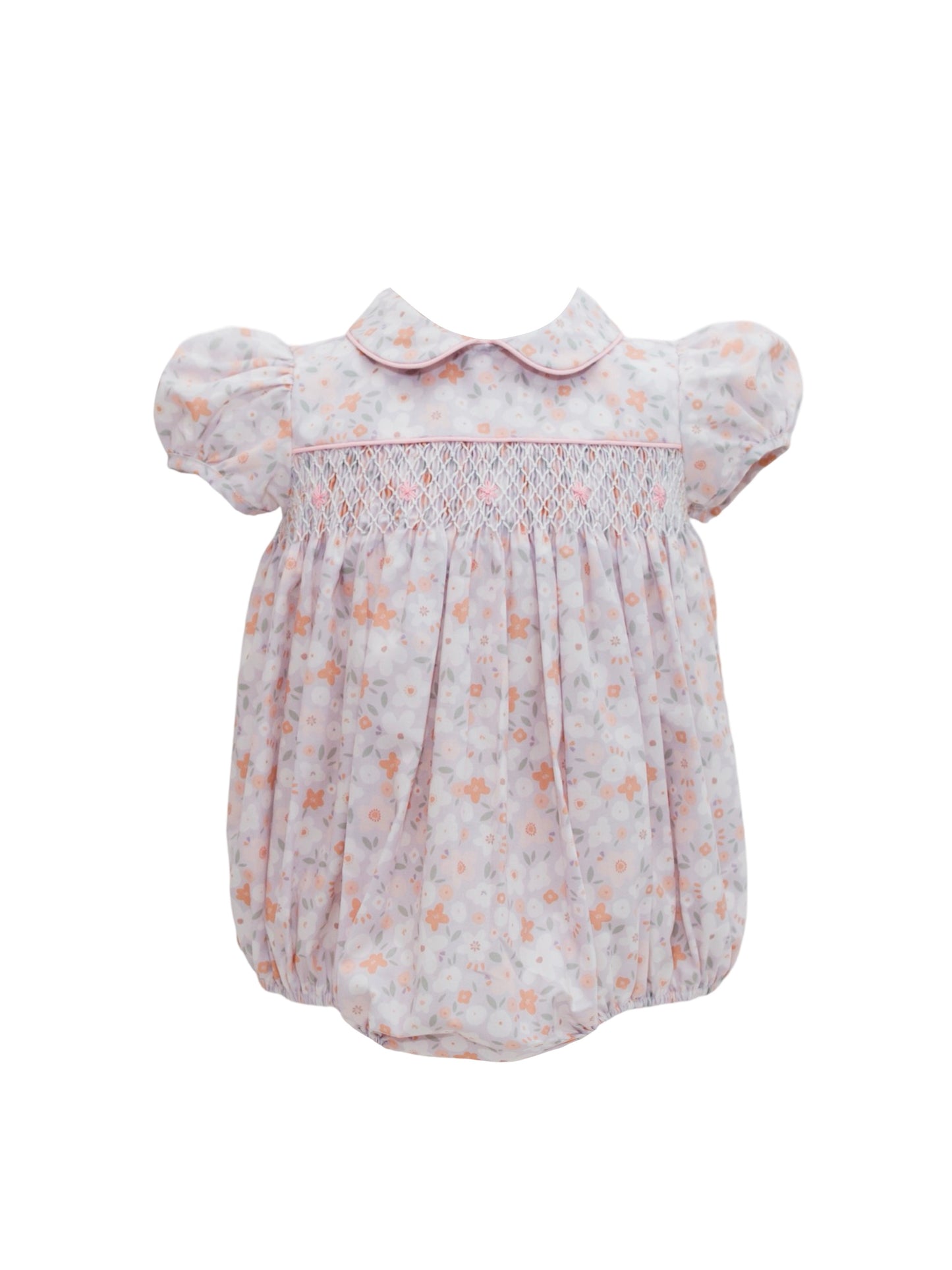Lilac Floral Smocked Bubble