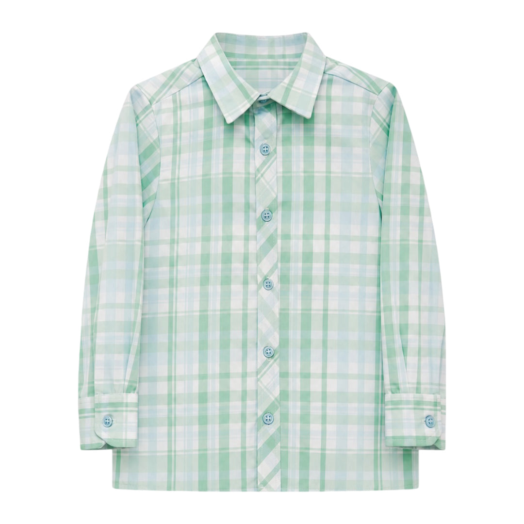 Wade Button Down Shirt, Springwater Plaid