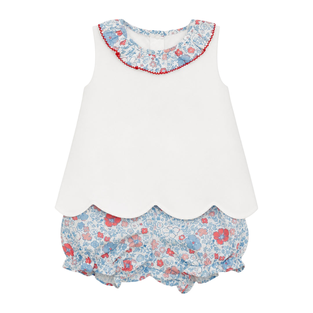 Elaine Scallop Bloomer Set, Patriotic Florals