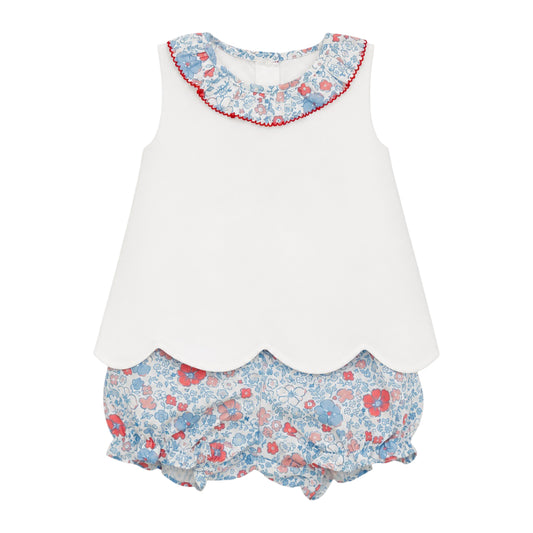 Elaine Scallop Bloomer Set, Patriotic Florals