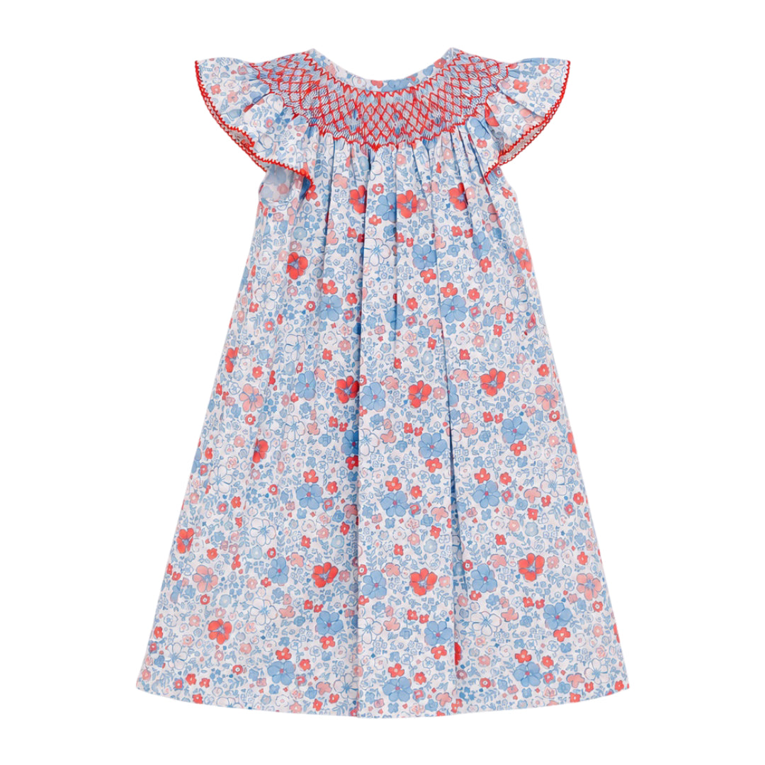 Eloise Angel Wing Bishop Dress, Patriotic Florals