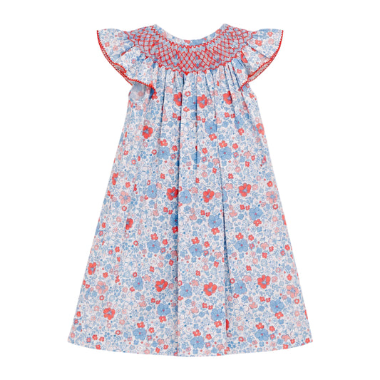 Eloise Angel Wing Bishop Dress, Patriotic Florals