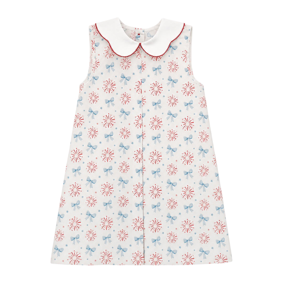 Mia Pleat Dress, Patriotic Bows