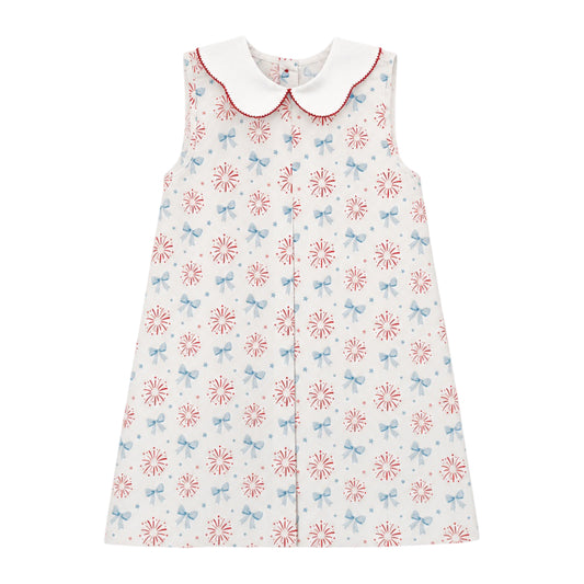 Mia Pleat Dress, Patriotic Bows