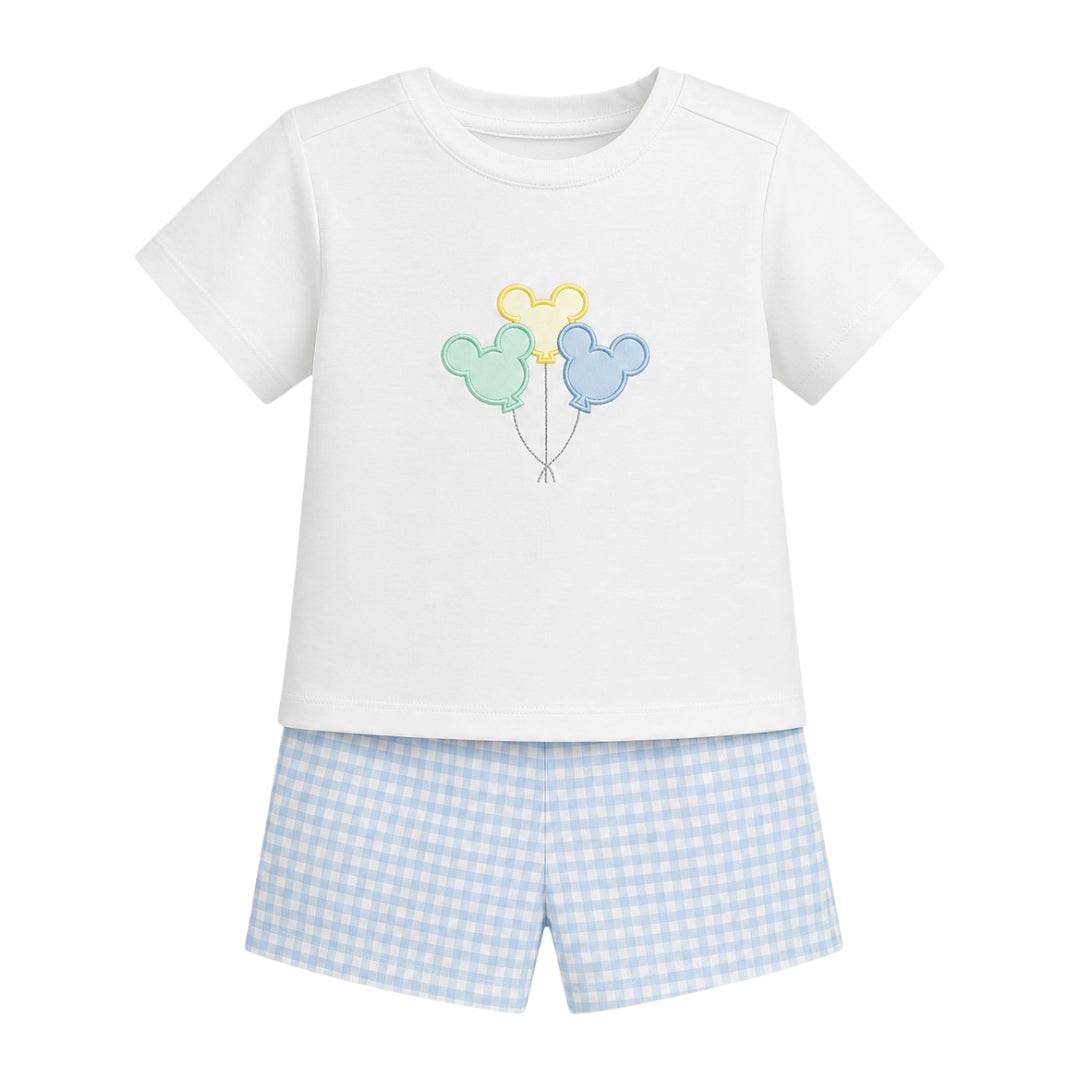 Tyler Short Set, Mouse Applique Balloons