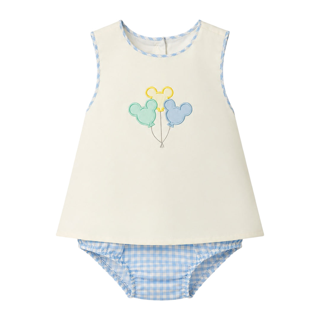 Ellis Diaper Set, Mouse Applique Balloons