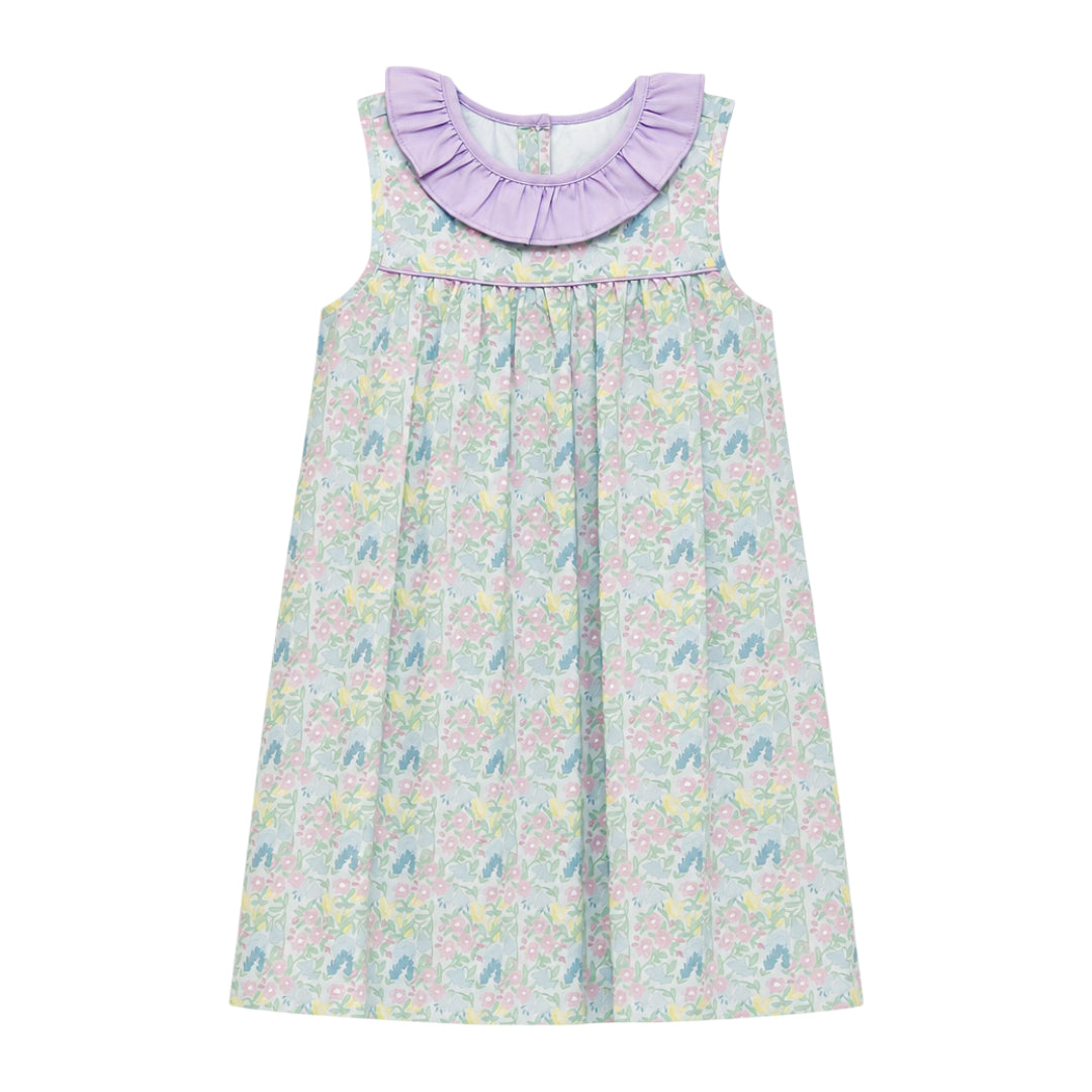 Allie Ruffle Collar Dress, Lavender Blooms