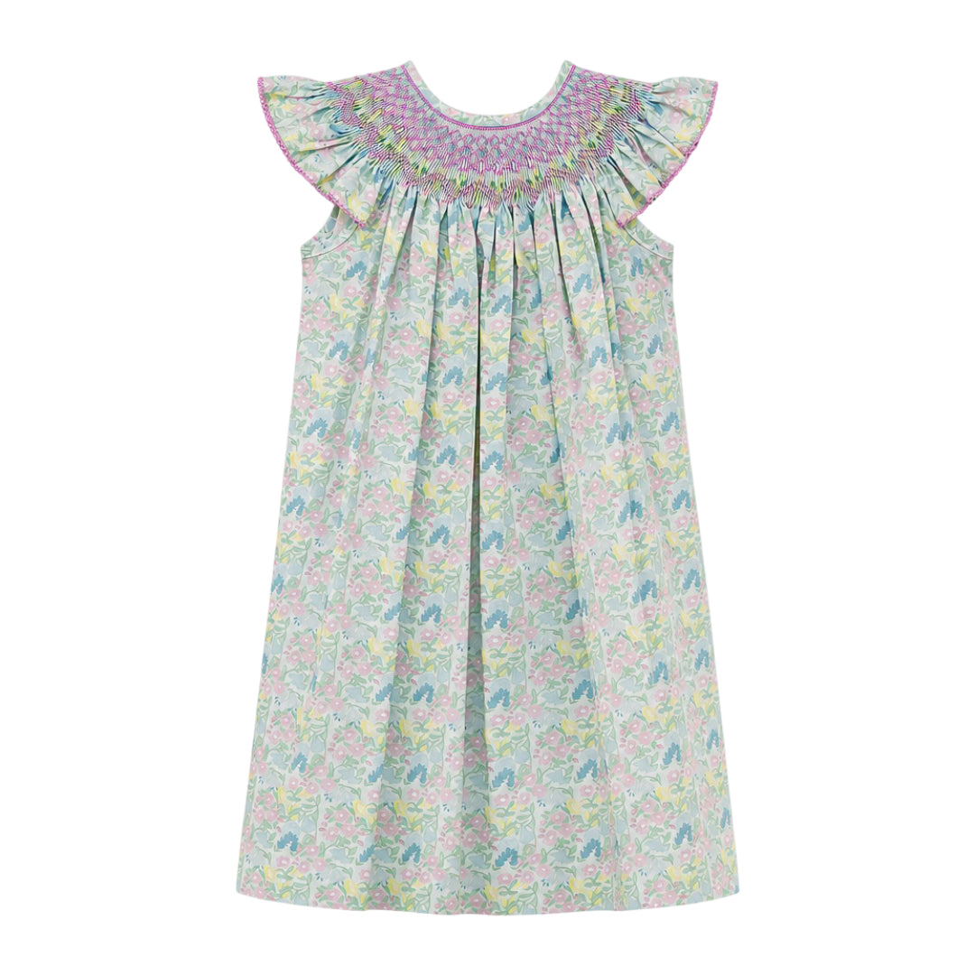 Eloise Angel Wing Bishop Dress, Lavender Blooms