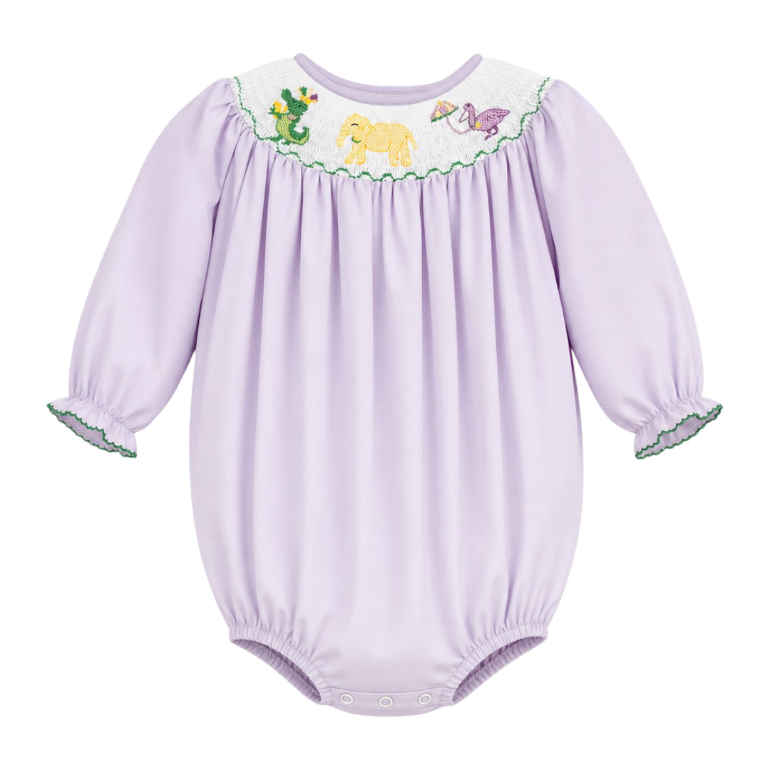 Brooke Long Sleeve Bishop Bubble, Mardi Party Smocked