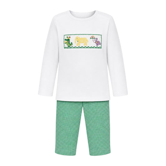 Ollie Long Sleeve Pant Set, Mardi Party Smocked