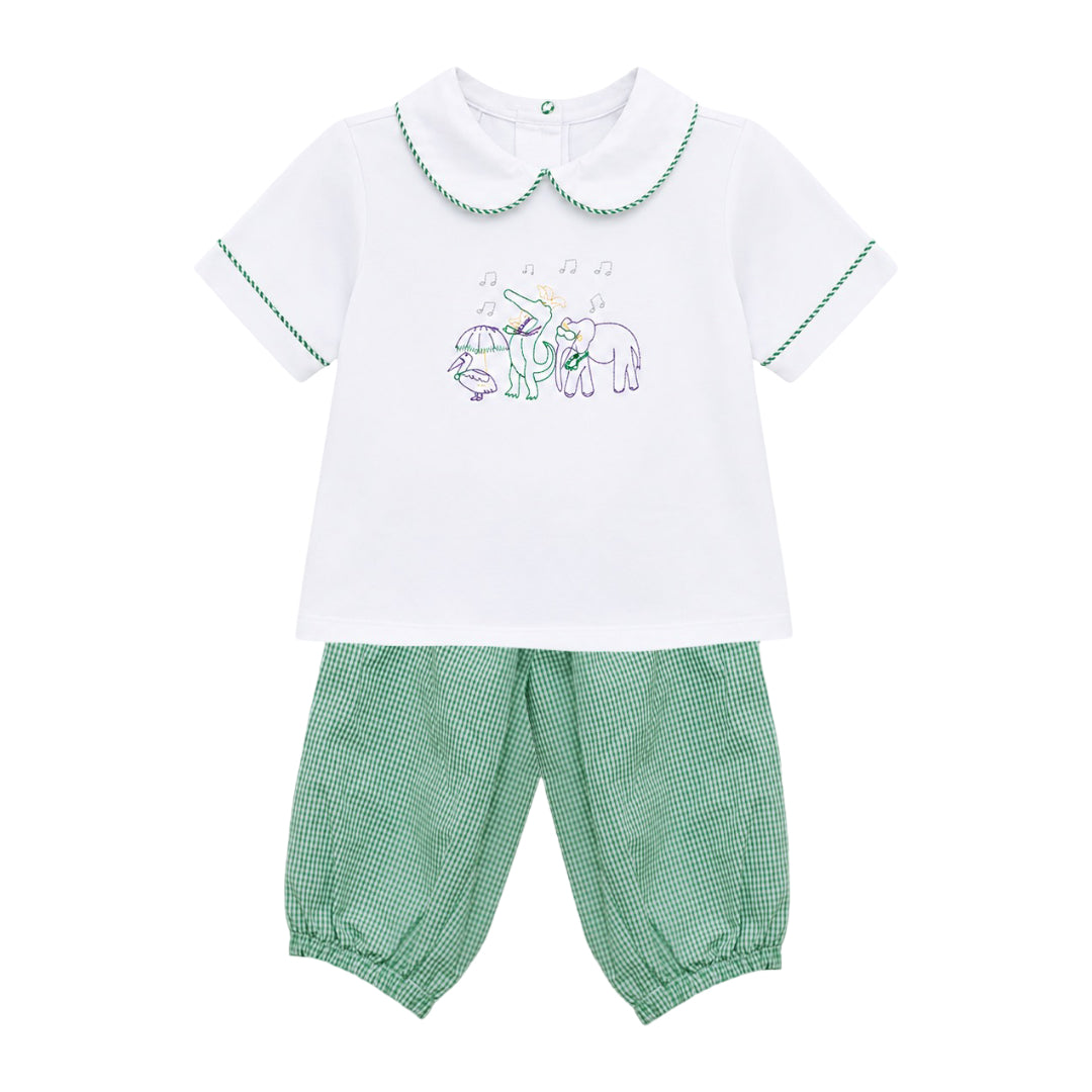 Peter Bubble Pant Set, Mardi Party Embroidery