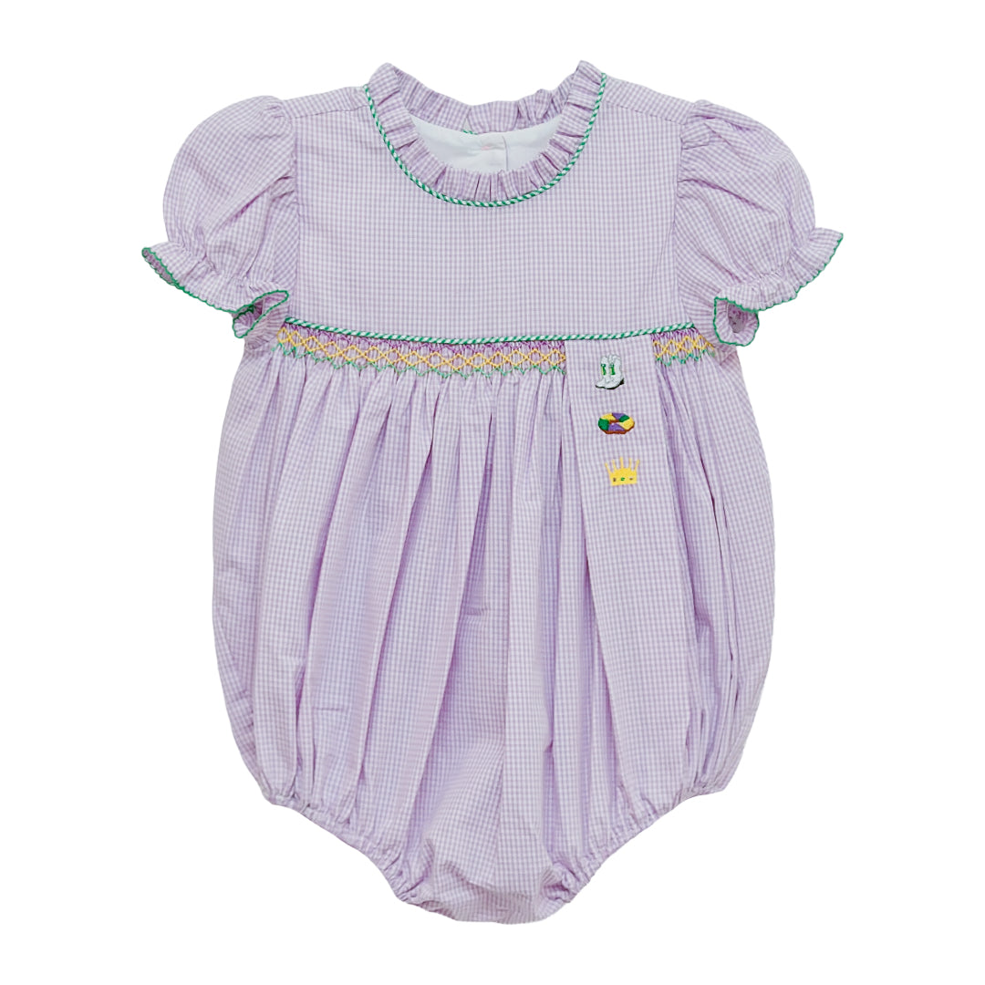 Margaret Smocked Bubble, Mardi Gras Trio