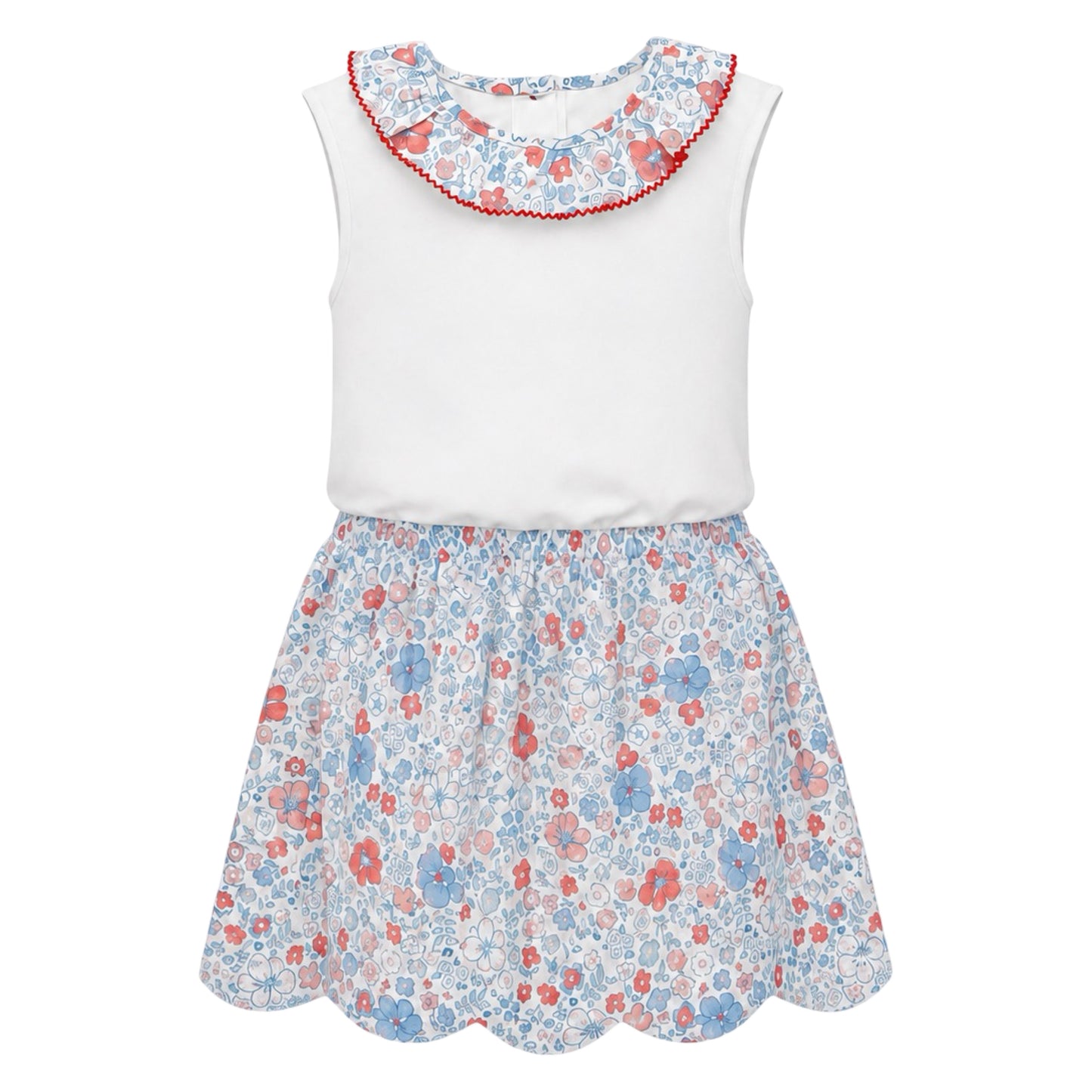 Megan Scallop Skirt Set, Patriotic Florals