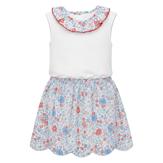 Megan Scallop Skirt Set, Patriotic Florals