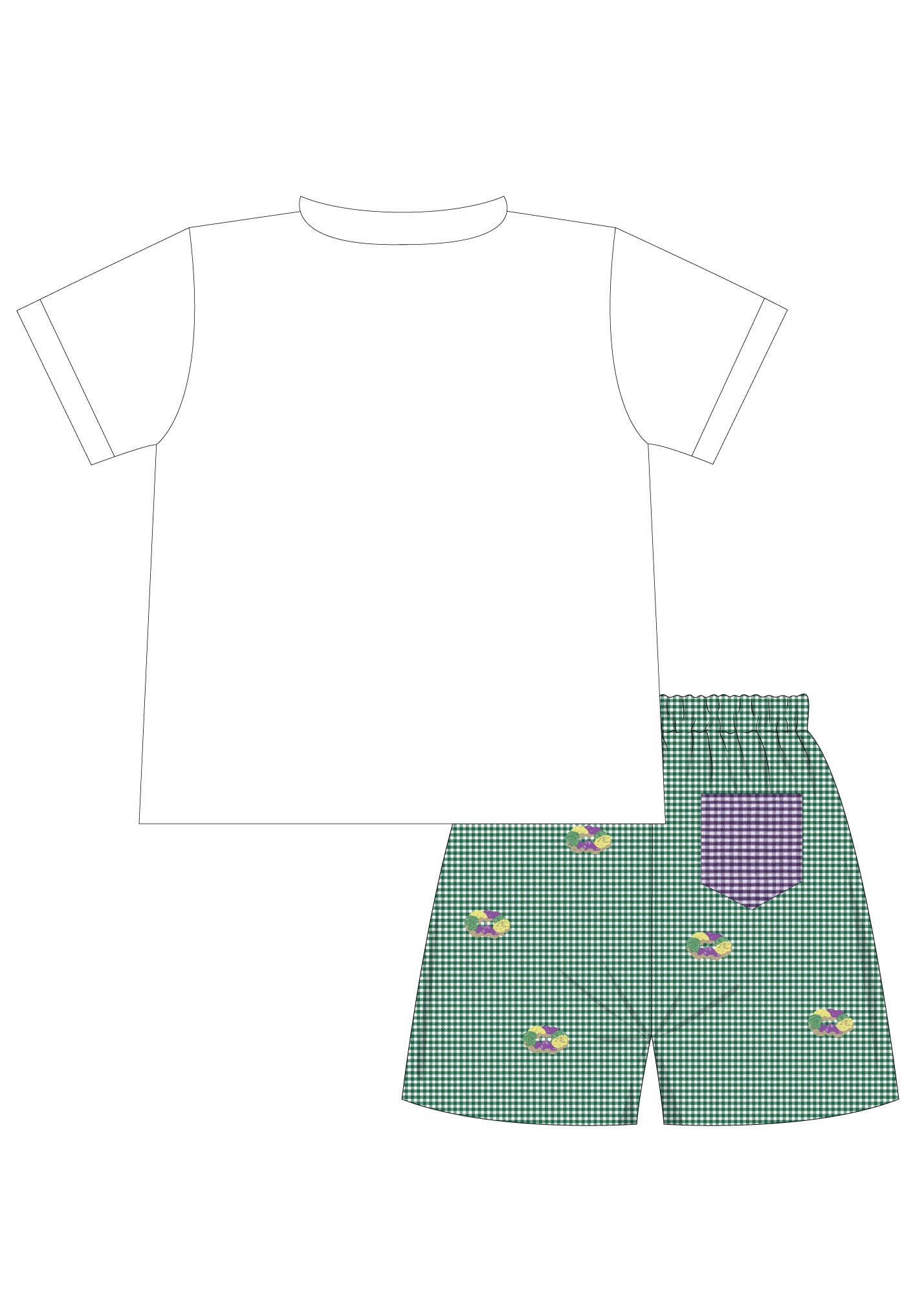 Tyler Embroidered King Cake Gingham Short Set