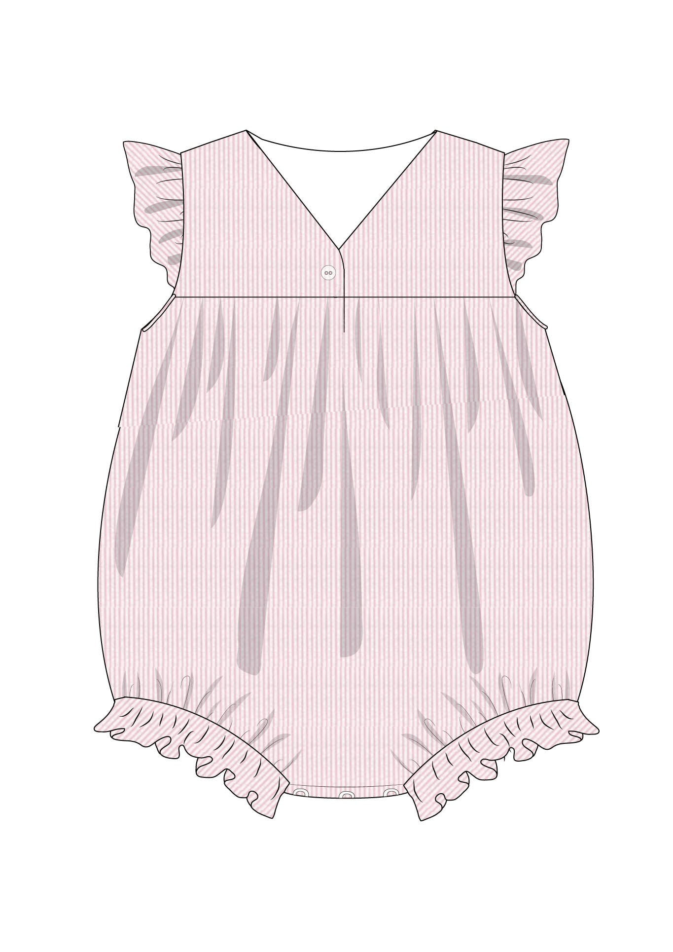Lucy Pink Scallop Embroidered Watermelon Bubble