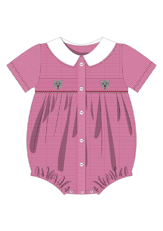 Miller Smocked Bubble, Red Gingham Wolfpack