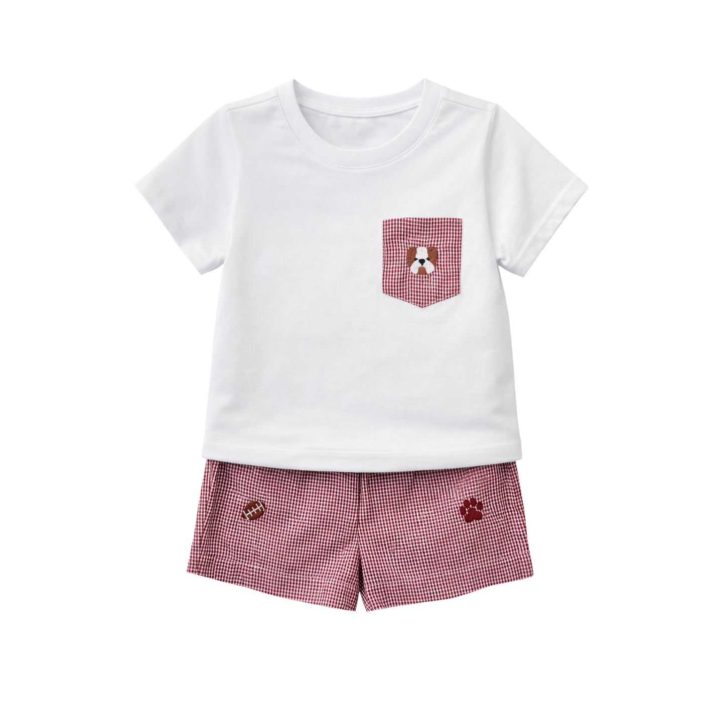 Stephen Pocket Short Set, All Over Embroidery Maroon Bulldogs