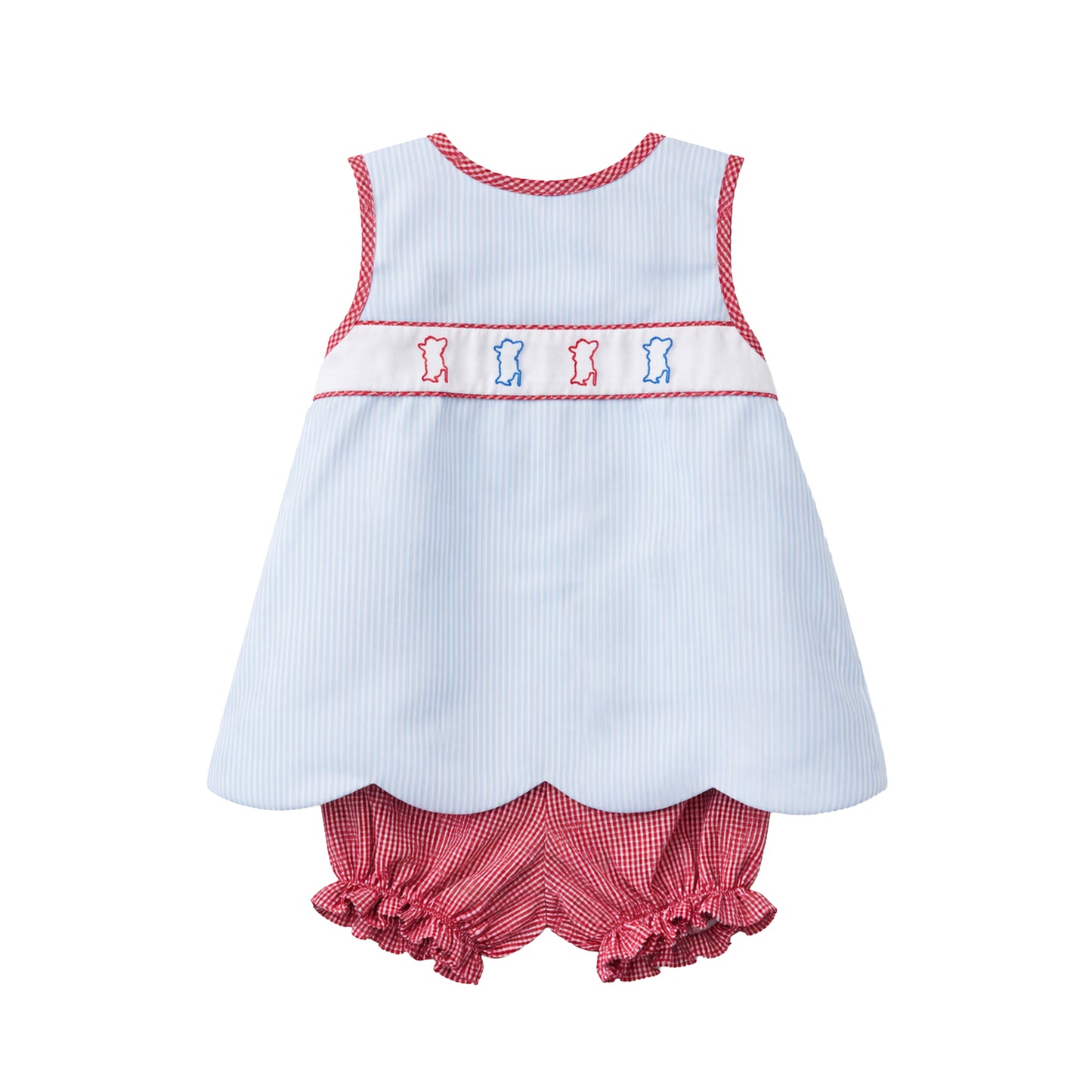 Elaine Scallop Bloomer Set, Blue Colonel Stripe