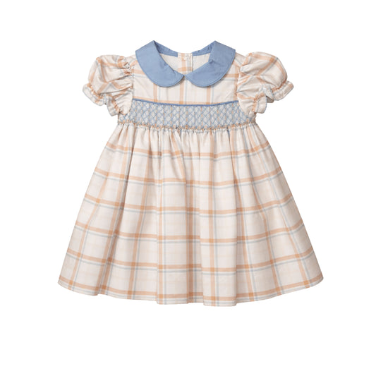 Cora Smocked Short Sleeve Dress, Aspen Plaid