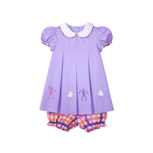 Bella Pleat Bloomer Set, Dancing Skeletons