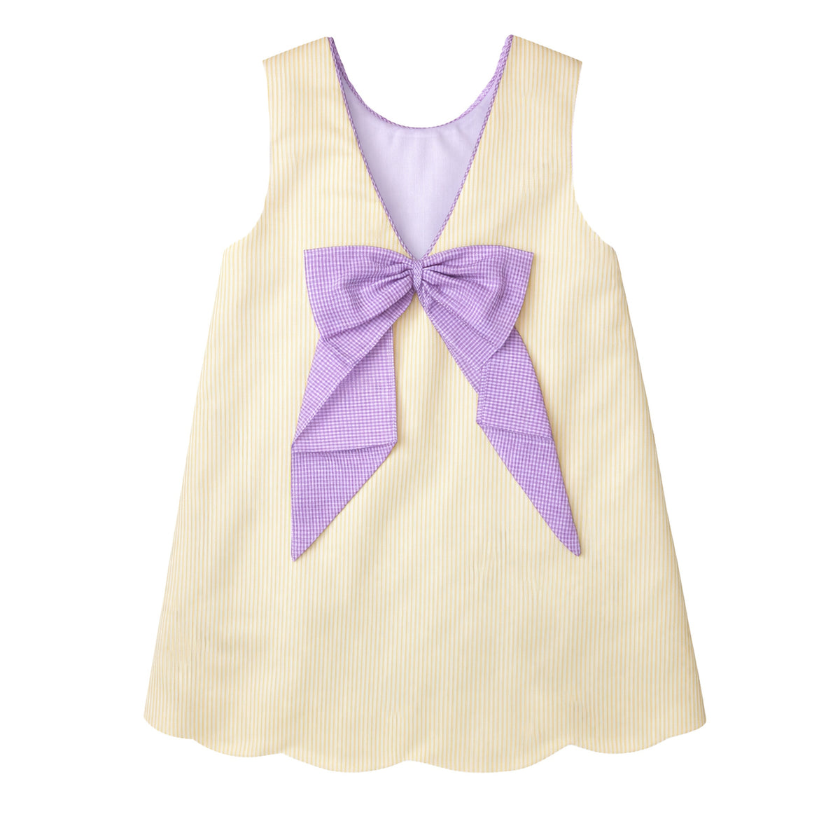 Nora Scallop Dress, Yellow Tiger Stripe