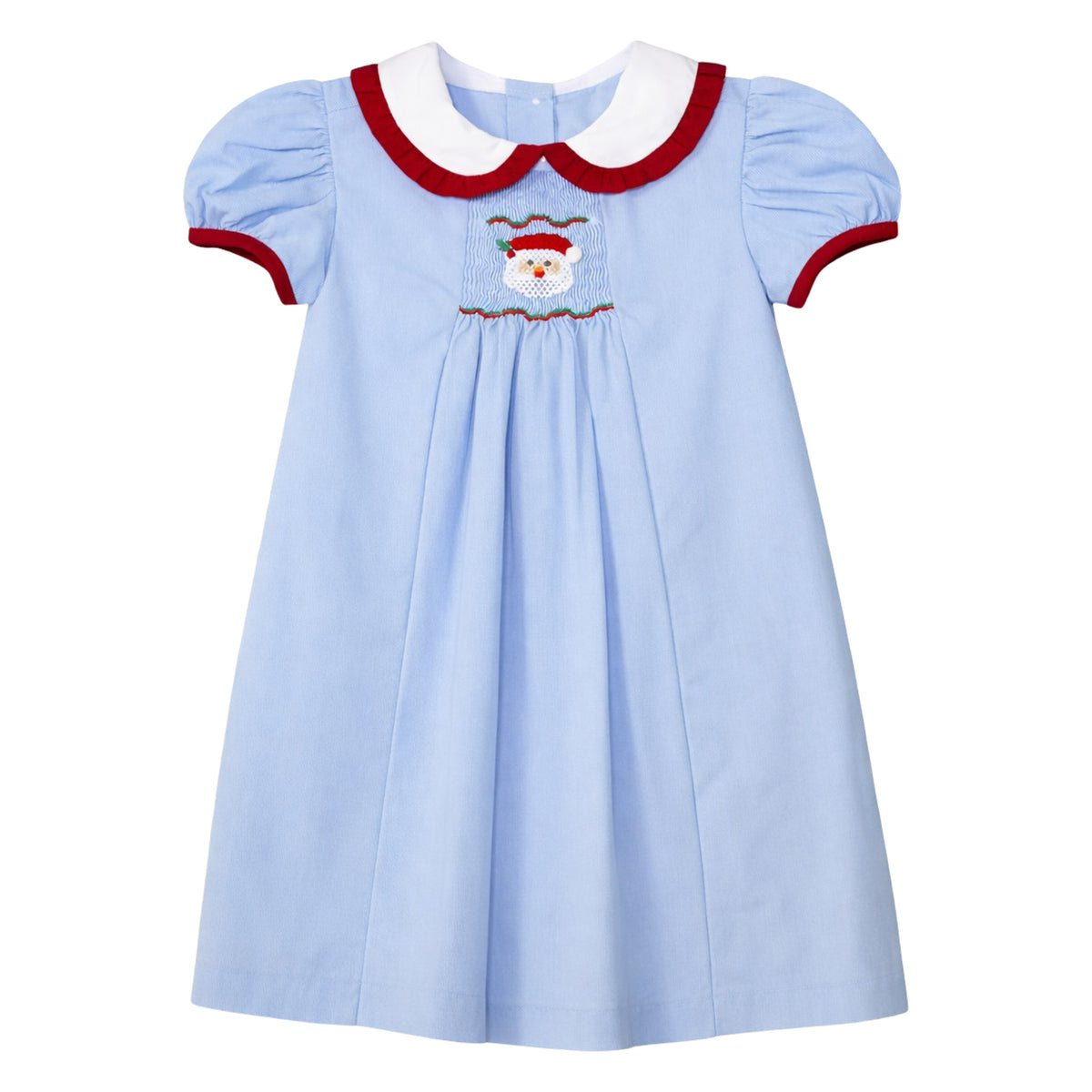 Ellen Smock Dress, Blue Cord Santa