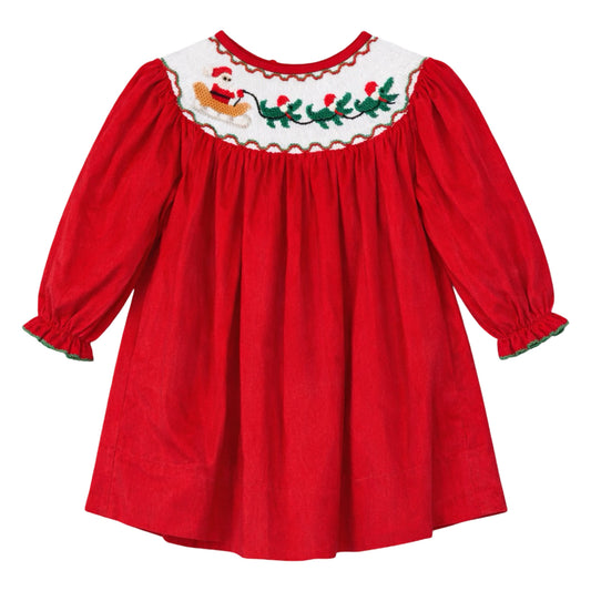 Brooke Long Sleeve Bishop Dress, Cajun Cord Santa