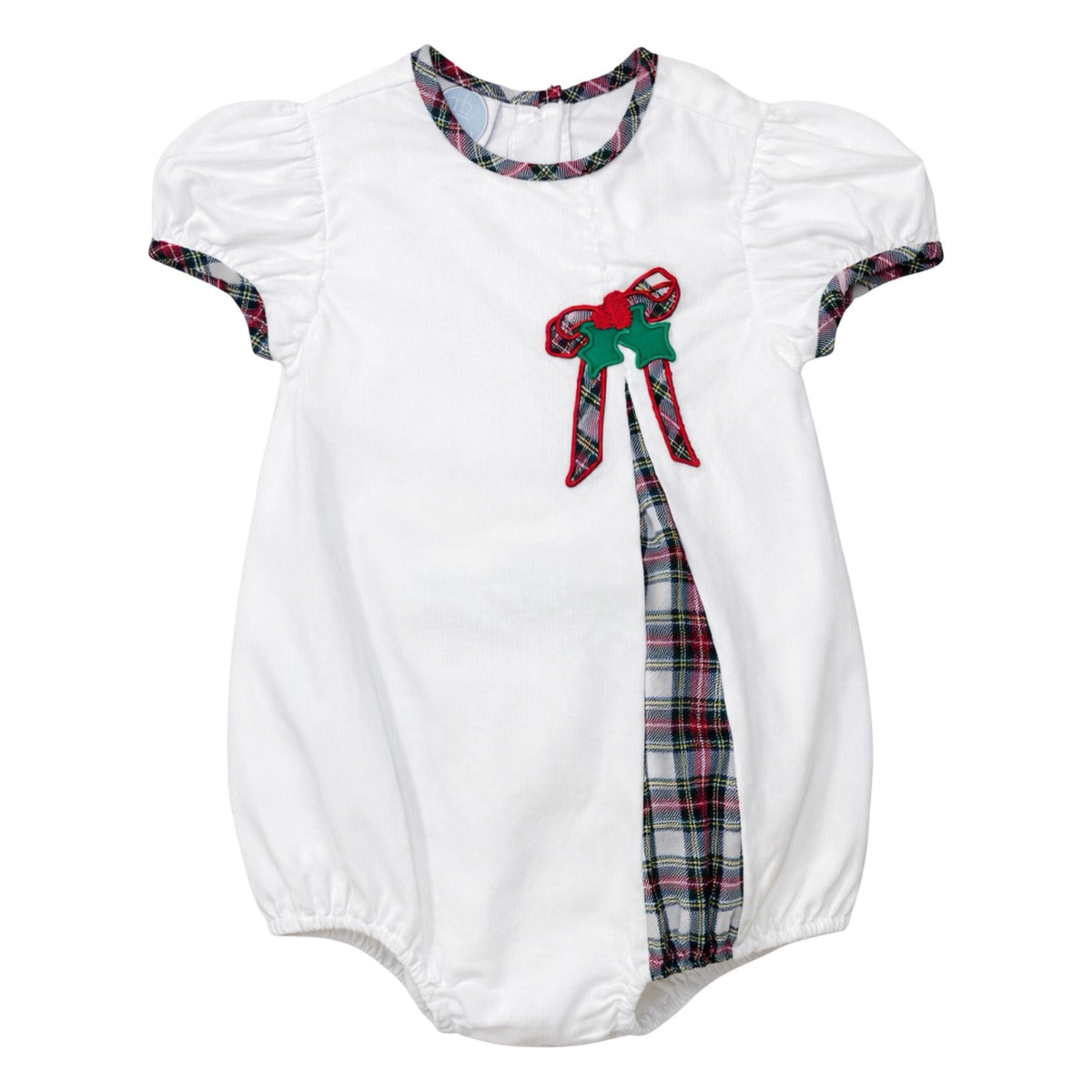 Dolly Pleat Bubble, White Cord Christmas Tartan