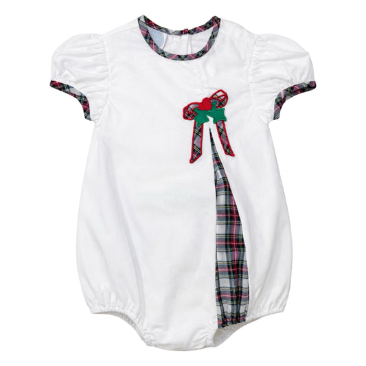 Dolly Pleat Bubble, White Cord Christmas Tartan