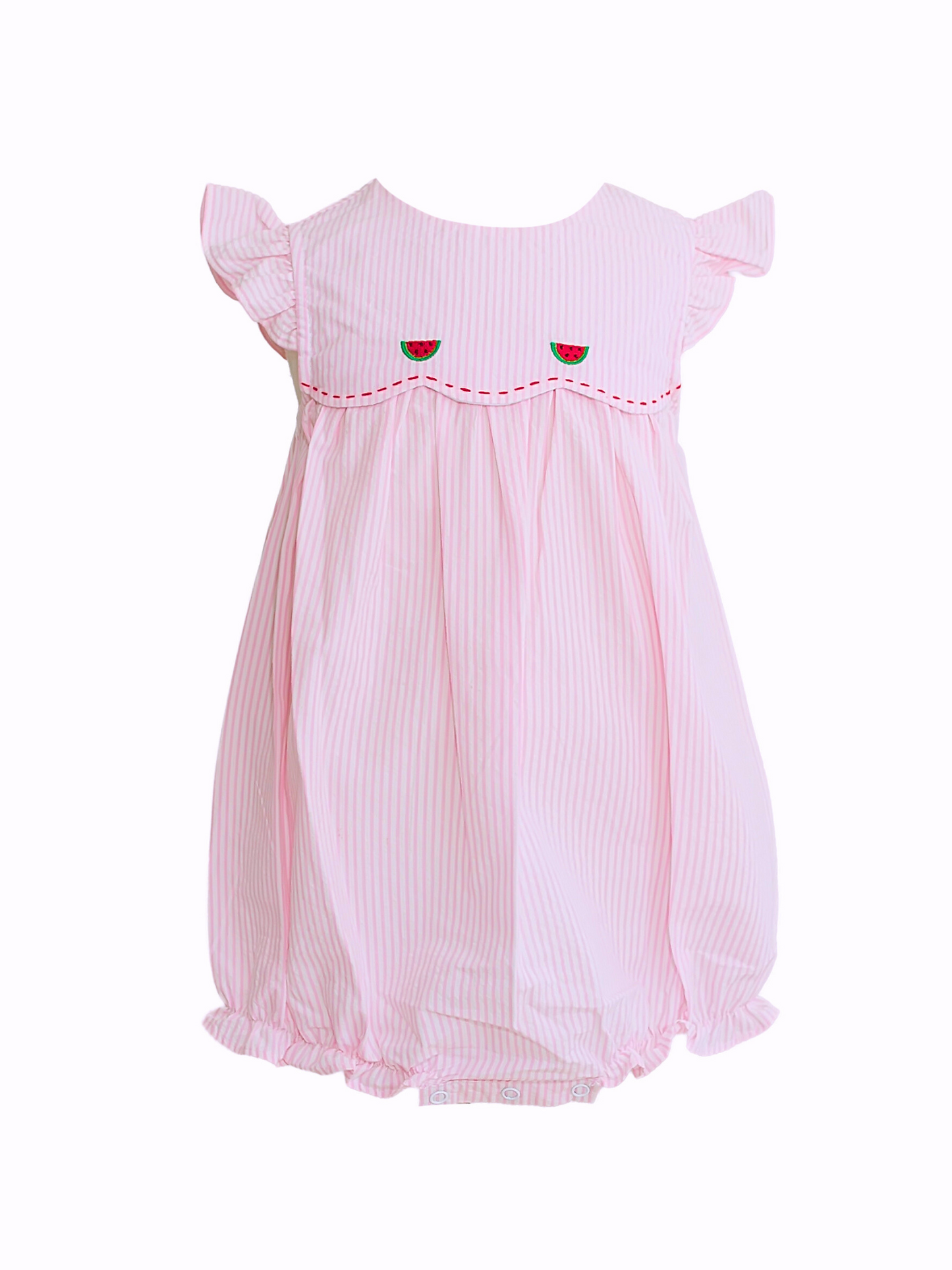 Lucy Pink Scallop Embroidered Watermelon Bubble