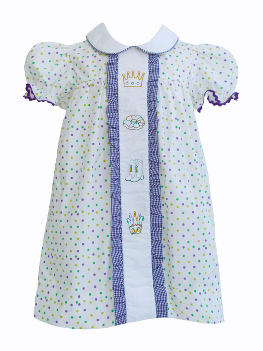 Heidi Embroidered Mardi Gras Icons Dress